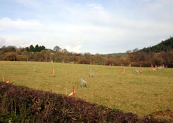 Looe Mills - Pegging out the attenuation ponds