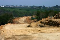 Route of the Moorswater distributor road looking East