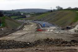 West towards the new roundabout