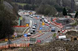 Temporary lanes at Moorswater