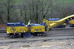 Planing machines removing the old road surface