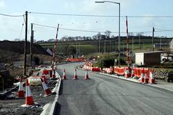 Old A38 looking west to the roundabout