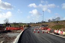 Old A38 looking west to the roundabout