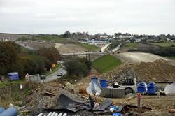 Embankment over the railway bridge looking NE