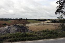 A38 - Five lanes - looking west down the A390