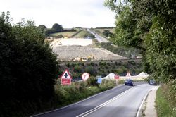 A38 - Five lanes - looking west down the A390