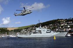 Royal Navy Merlin over Dartmouth