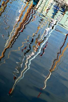 Classic boat reflections in Sutton harbour,Plymouth