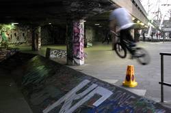 Cyclists under the national theatre