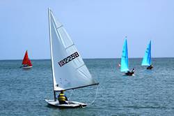 Sailing out into Looe Bay