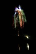 Polperro fireworks over Peak rock and the harbour