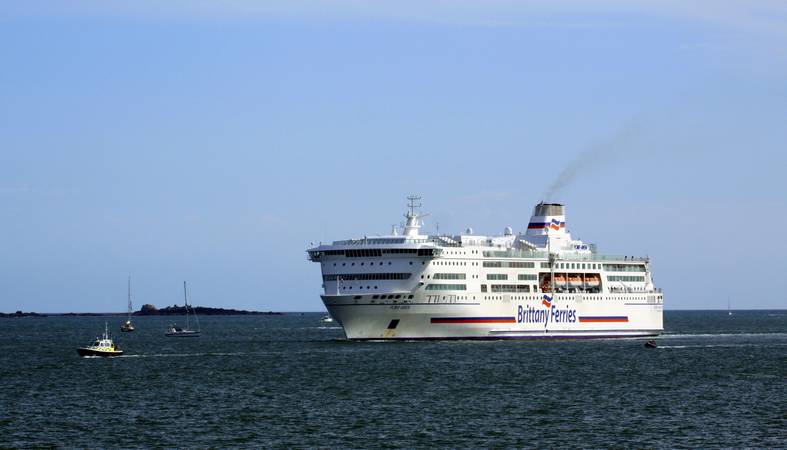 America's Cup World Series - Brittany Ferries Pont Aven arrives into Millbay docks - © Ian Foster / fozimage